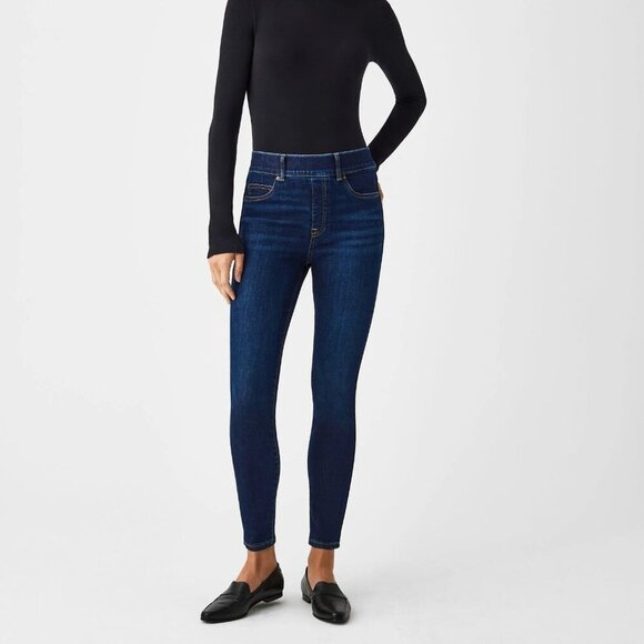 Spanx Dark Blue Pull On High Rise Skinny Jeans - Picture 1 of 4